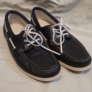 Cole Haan Mens Leather Navy Blue Boat Shoes